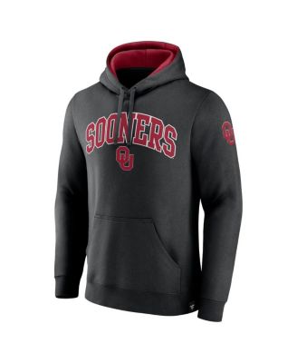 Men's Black Oklahoma Sooners Arch and Logo Tackle Twill Pullover Hoodie