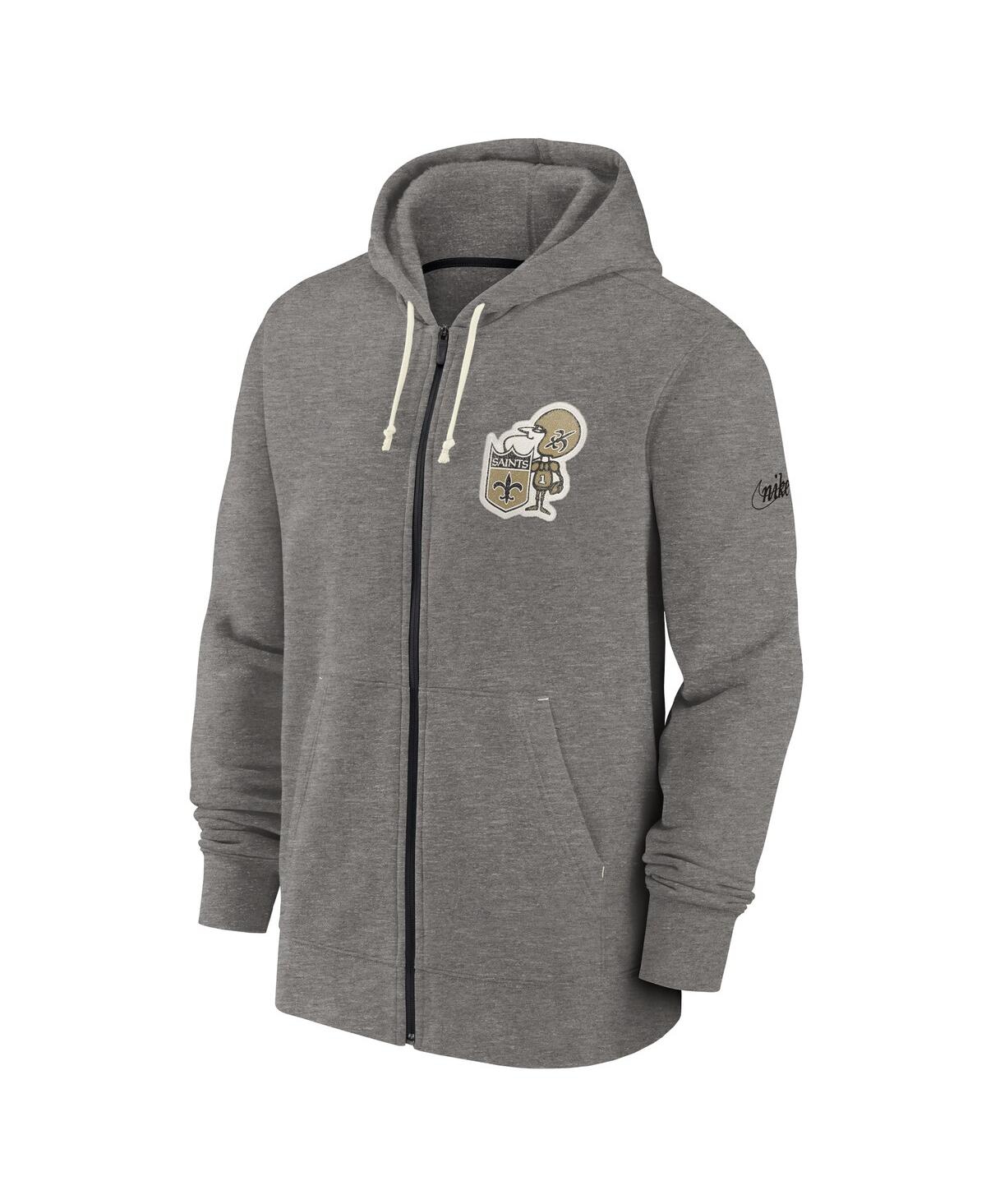 Men's NikeNew Orleans Saints Historic Lifestyle Full-Zip Hoodie - Heather Charcoal