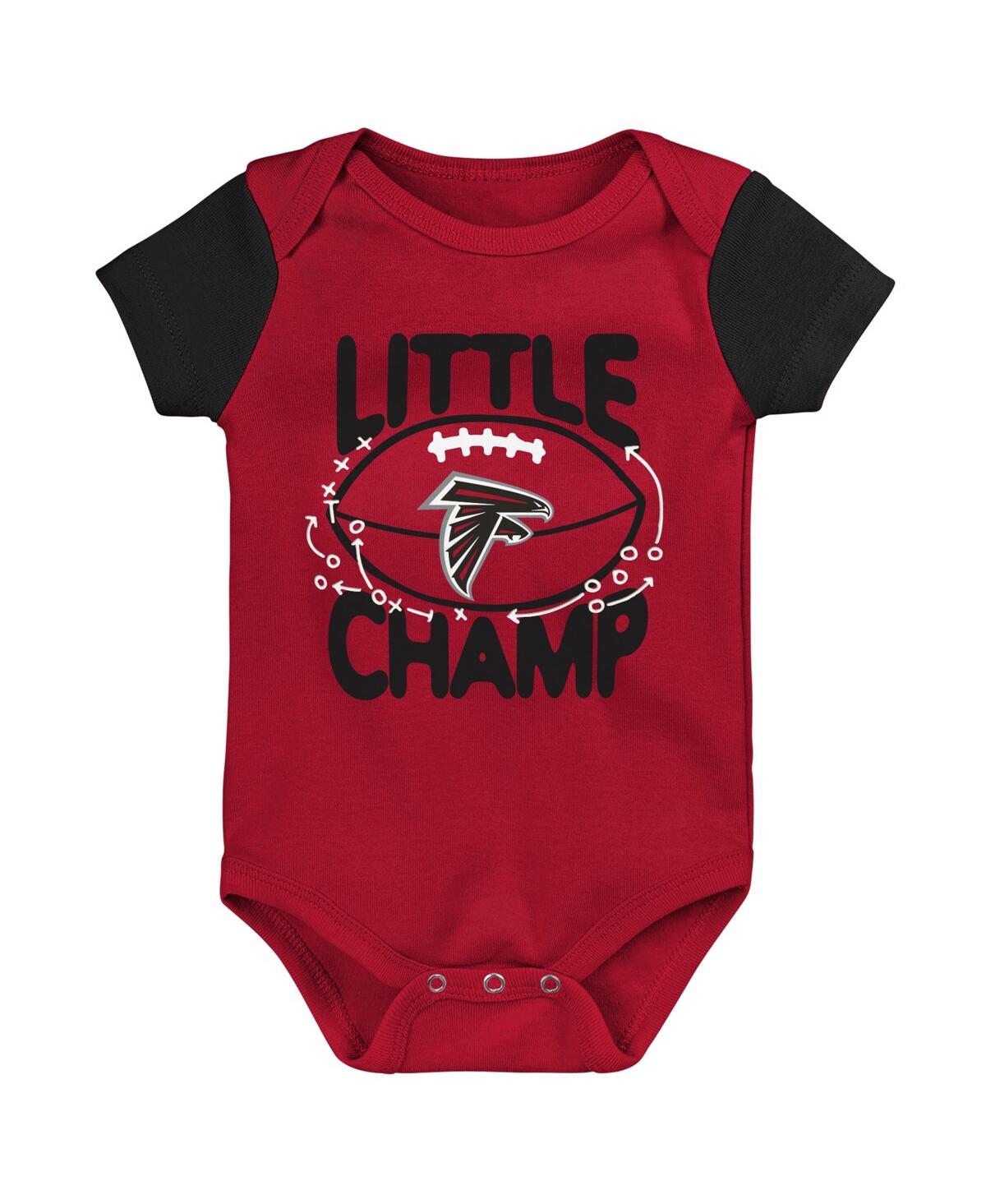 Shop Outerstuff Newborn And Infant Boys And Girls Red, Black Atlanta Falcons Little Champ Three-piece Bodysuit Bib A