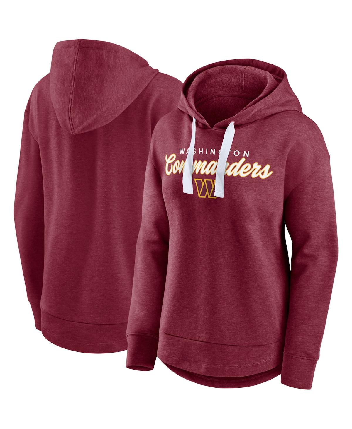 Shop Fanatics Women's  Heather Burgundy Washington Commanders Set To Fly Pullover Hoodie