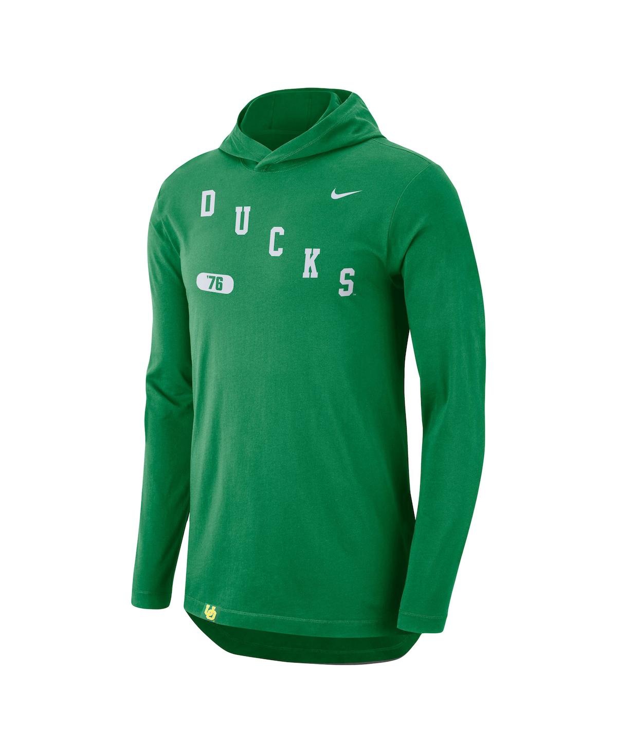 Shop Nike Men's  Green Oregon Ducks Team Performance Long Sleeve Hoodie T-shirt