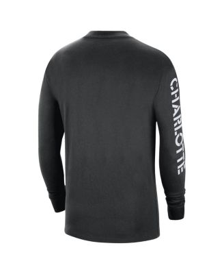 Men's Black Charlotte Hornets Courtside Max 90 Vintage-Like Wash Statement Edition Long Sleeve T-shirt