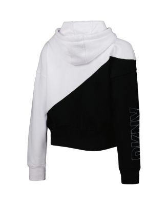 Women's White and Black New Orleans Saints Bobbi Color Blocked Pullover Hoodie