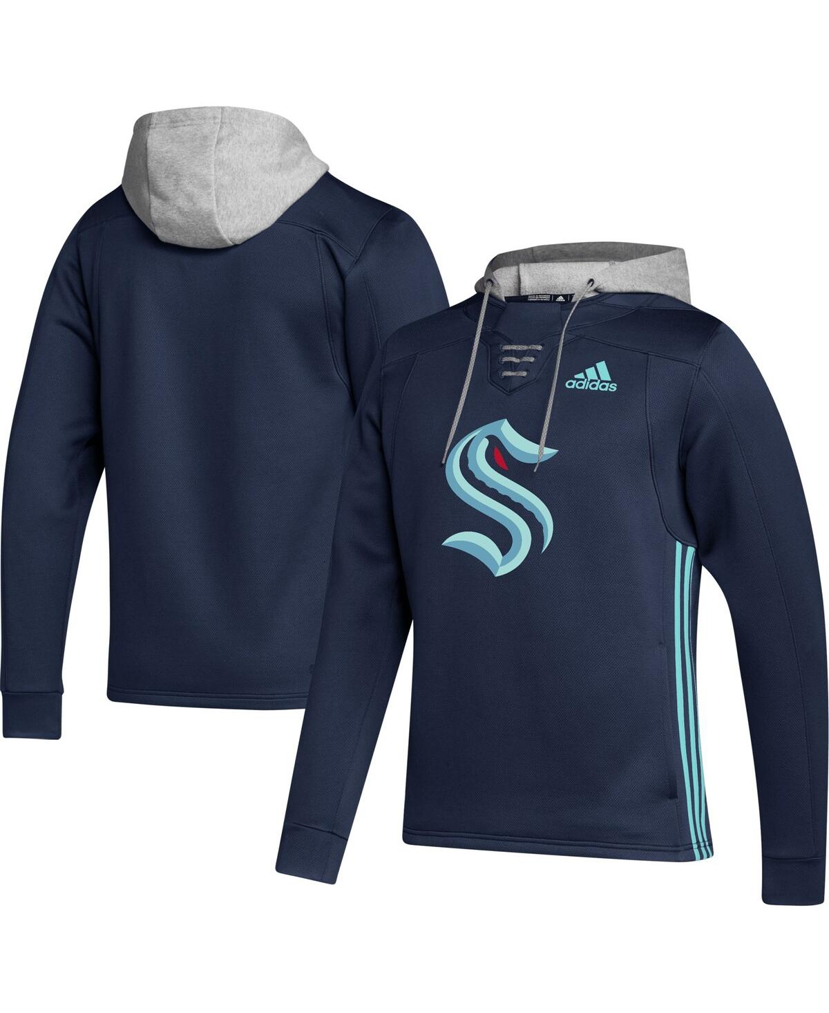 Shop Adidas Originals Men's Adidas Deep Sea Blue Seattle Kraken Skate Lace Team Pullover Hoodie