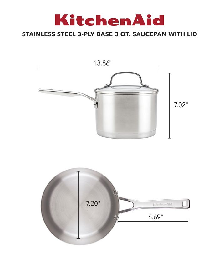 KitchenAid 3 Ply Base Stainless Steel 3 Quart Saucepan with Lid Macy's