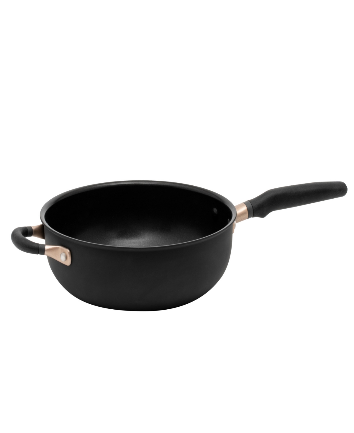 Meyer Accent Series Hard Anodized 4.5 Quart Non-stick Induction Chef Pan With Helper Handle In Matte Black