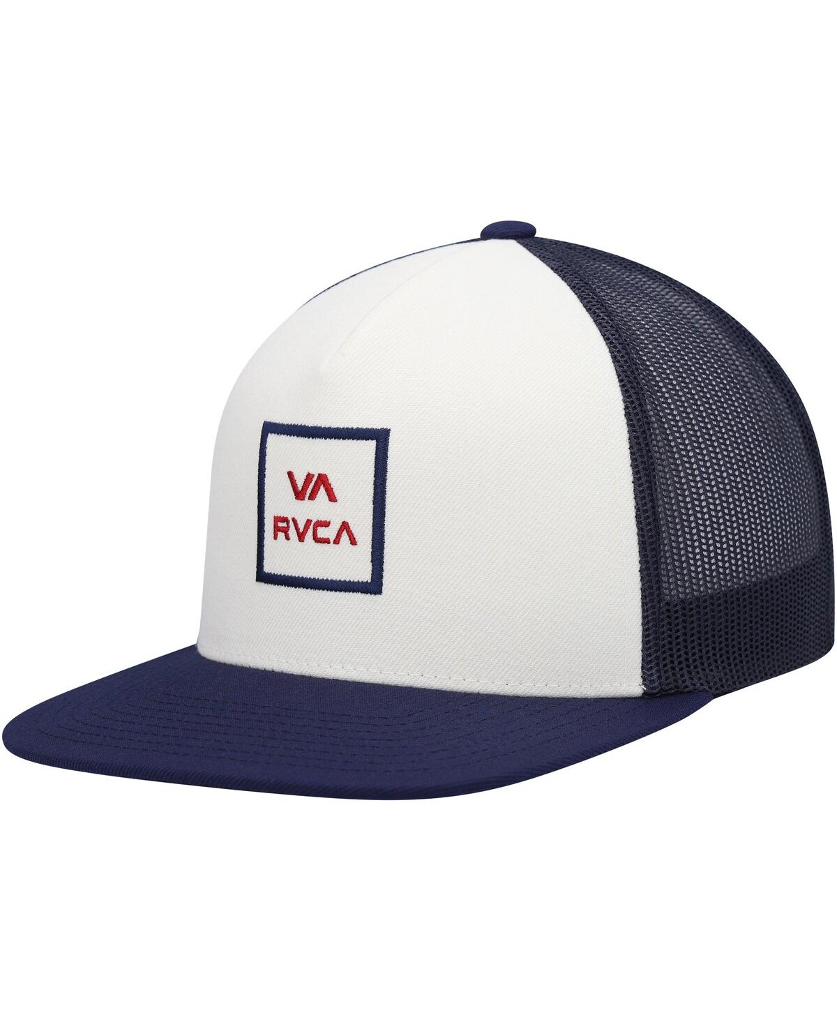 Rvca Men's  White, Navy All The Way Trucker Snapback Hat In White,navy