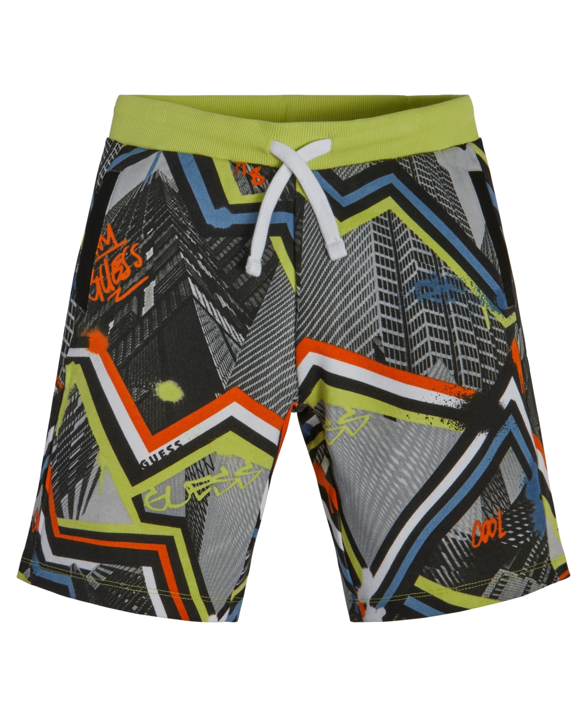 Guess Teen Boys Grey Logo Shorts In Black Multi