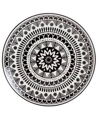 Black Pad Print 12 Pc. Dinnerware Set, Service for 4