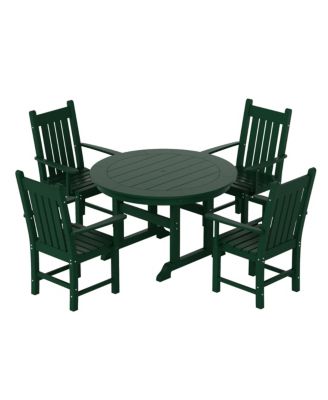 5 Piece Outdoor Patio Dining Set Outdoor Round Table and Armchair Set