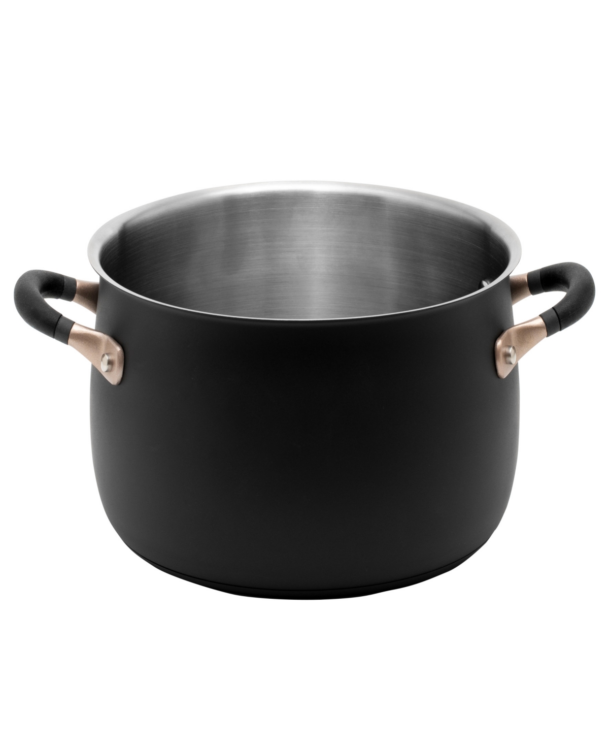 Meyer Accent Series Stainless Steel 6.5-quart Stockpot In Matte Black With Gold Accent