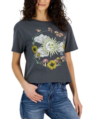 Love Tribe - Juniors' Celestial Circle Graphic Crewneck T-Shirt