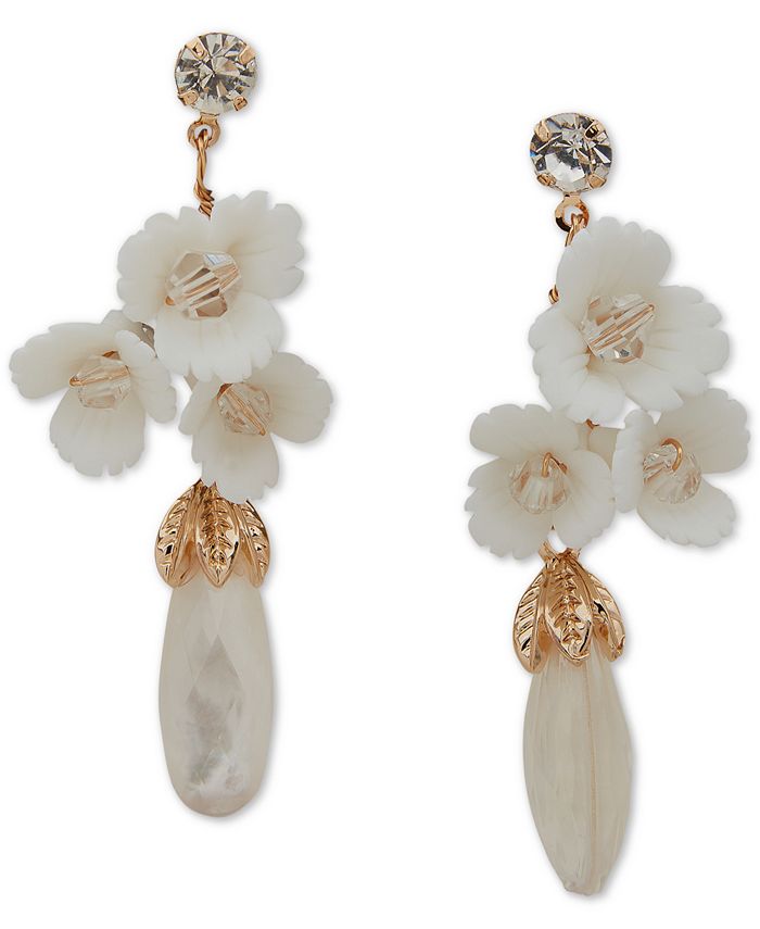lonna lilly Gold Tone Mixed Stone Flower Drop Earrings Macy s
