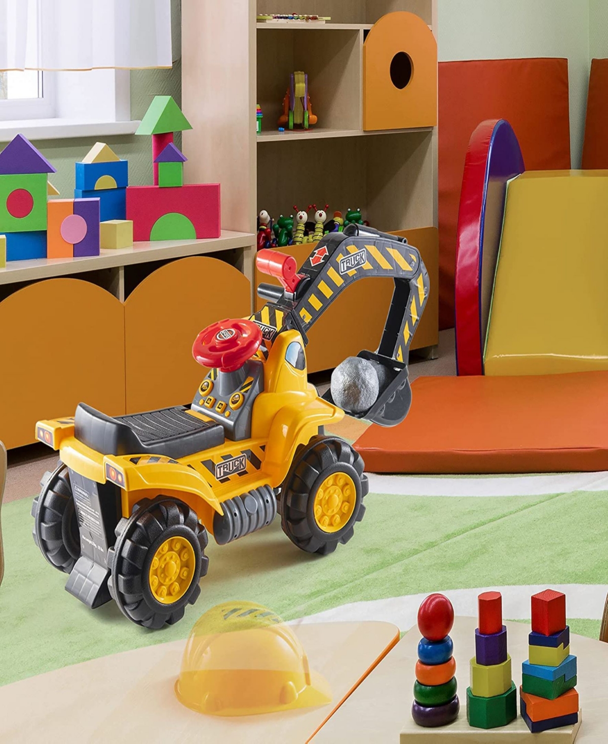 Shop Play22 Toy Tractors For Kids Ride On Excavator In Multicolor