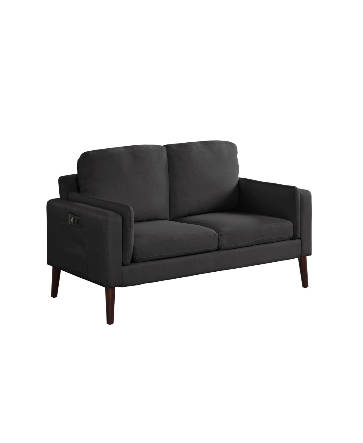 Lifestyle Solutions 35" Wood, Steel, Foam And Polyester Nate With Power And Usb Ports Loveseat In Black