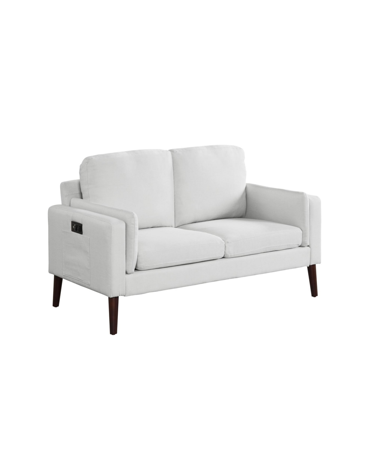 Lifestyle Solutions 35" Wood, Steel, Foam And Polyester Nate With Power And Usb Ports Loveseat In Light Gray