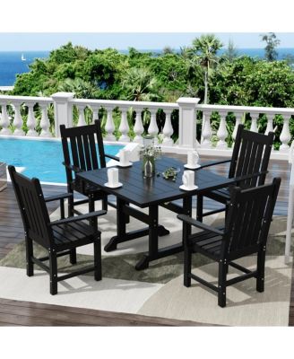 5 Piece Outdoor Patio Dining Set Outdoor Square Table and Armchair Set