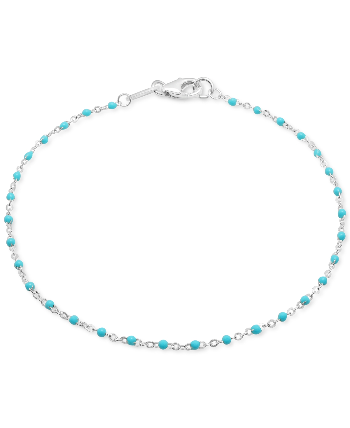 Giani Bernini Enamel Bead Ankle Bracelet, Created For Macy's In Light Blue