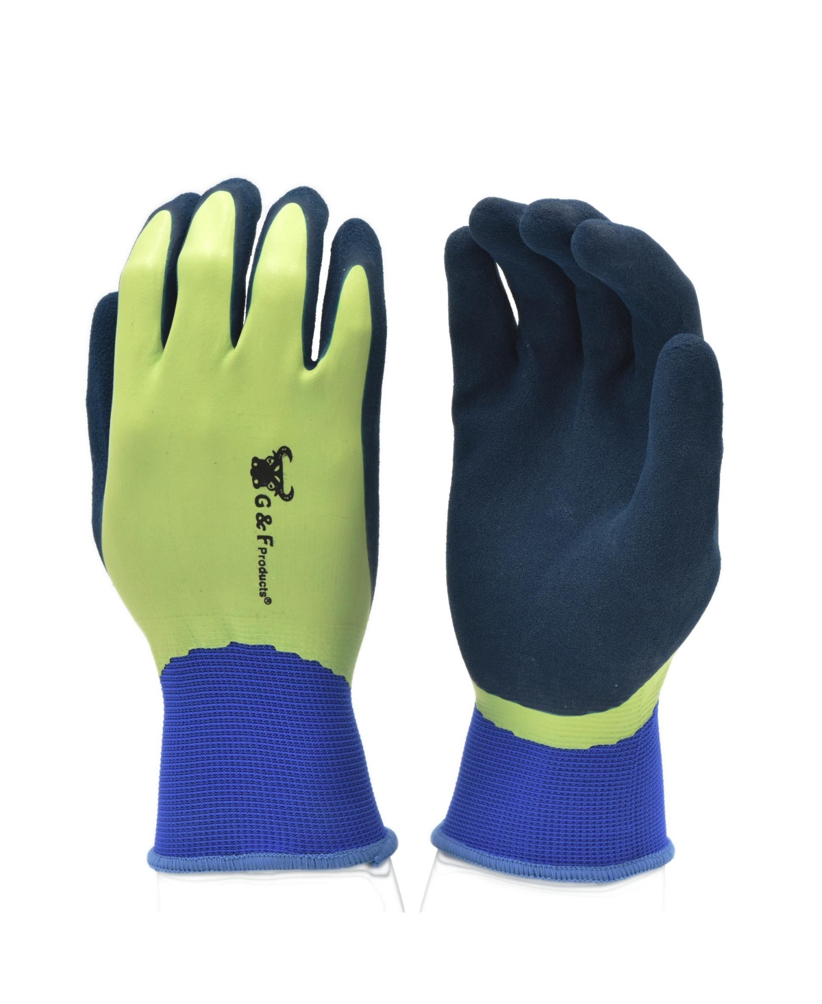 Men's Double Microfoam Latex Coated Gloves, 6 Pairs - Blue