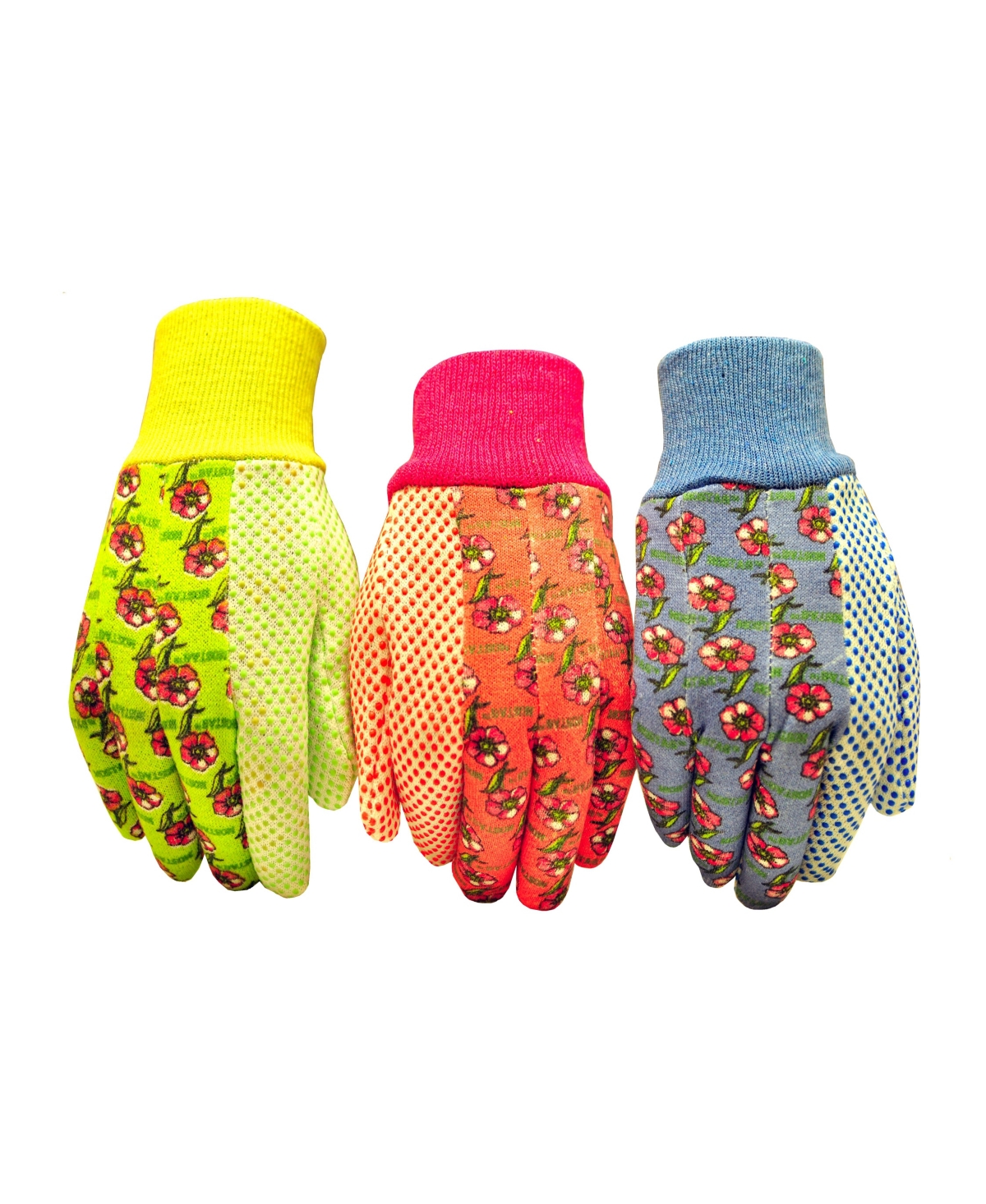 Women Soft Jersey Garden Gloves, 3 Pairs - Assorted Pre-Packed