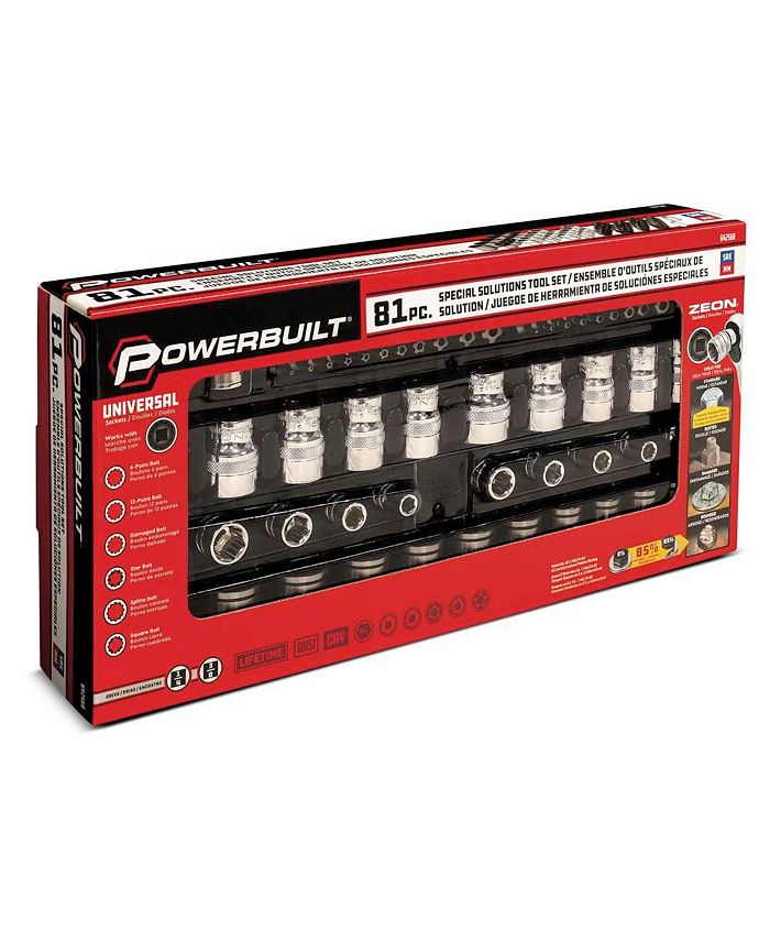 Powerbuilt 81 Piece Solutions Socket and Bit Set for Specialty and