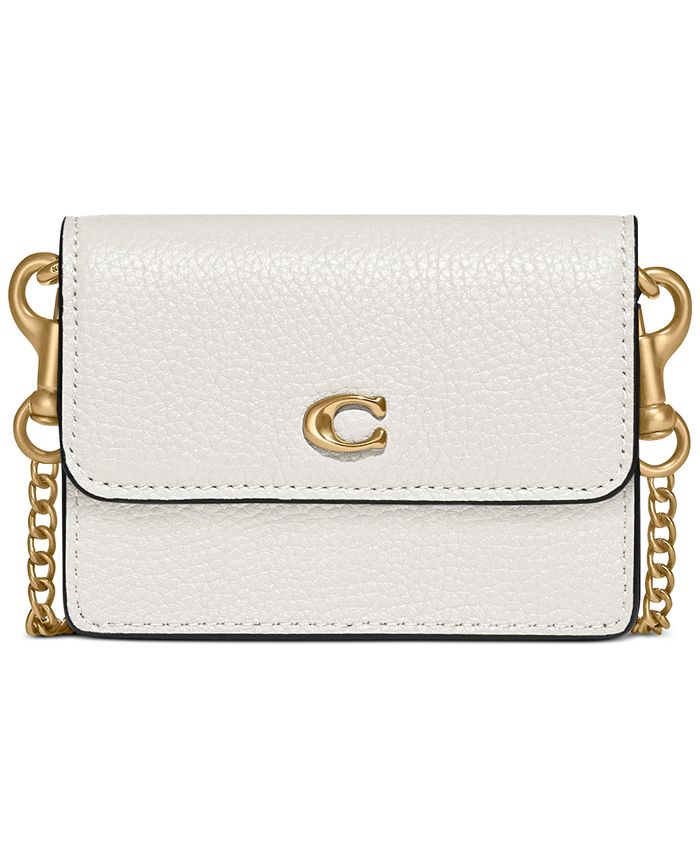 COACH Pebble Leather Flat Card Case Chalk One Size