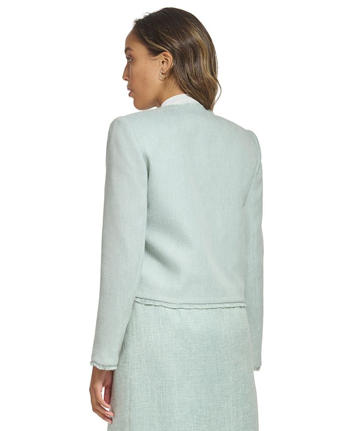 Calvin Klein Women's Open Front Tweed Jacket White Combo Size 2