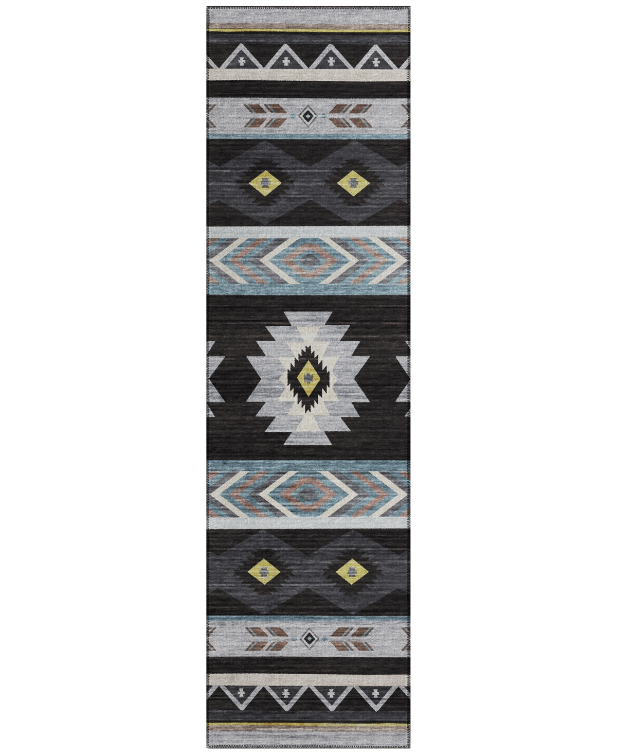 D Style Phoenix Ph3 2'3" X 7'6" Runner Area Rug In Black