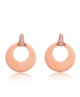 Sterling Silver Cubic Zirconia Circle Short Drop Earrings
