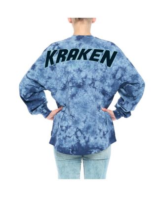 Women's Deep Sea Blue Seattle Kraken Crystal-Dye Long Sleeve T-shirt