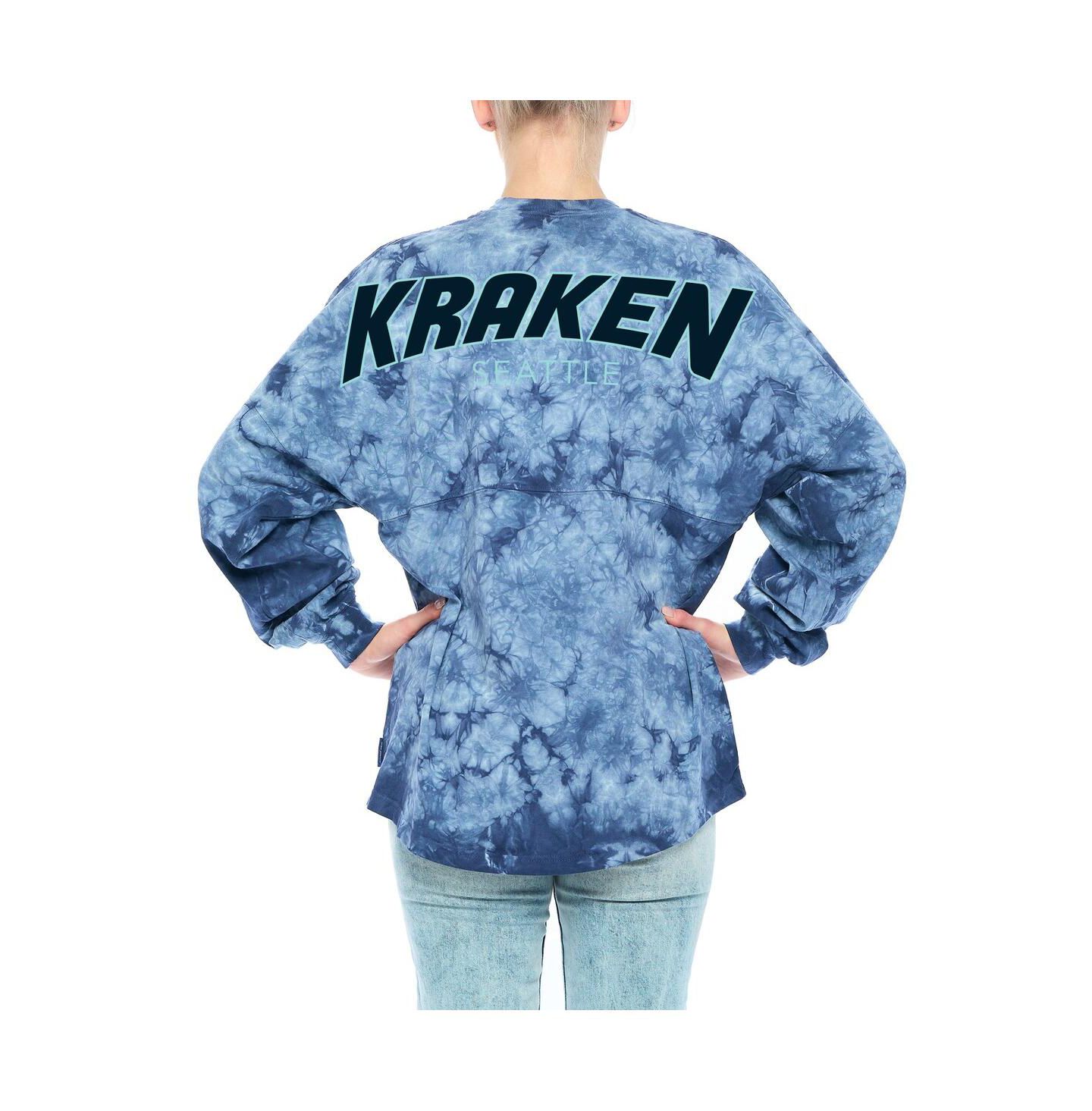 Женская футболка Fanatics Deep Sea Blue Seattle Kraken Crystal-Dye Long Sleeve — фото 2