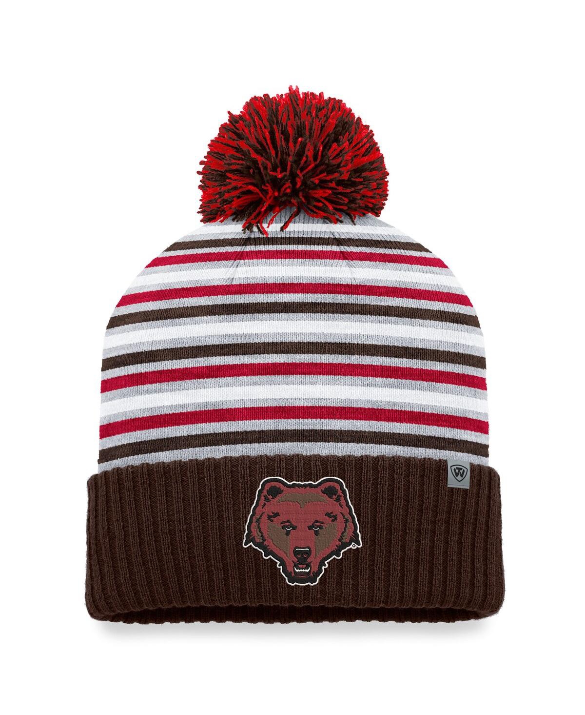Top Of The World Brown Brown Bears Dash Cuffed Knit Hat With Pom In Brown