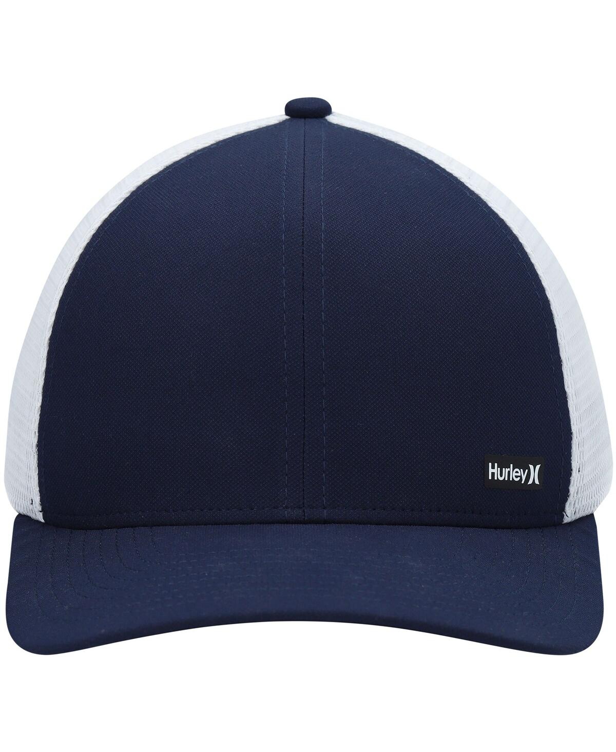 Shop Hurley Men's  Navy, White League Trucker Snapback Hat In Navy,white