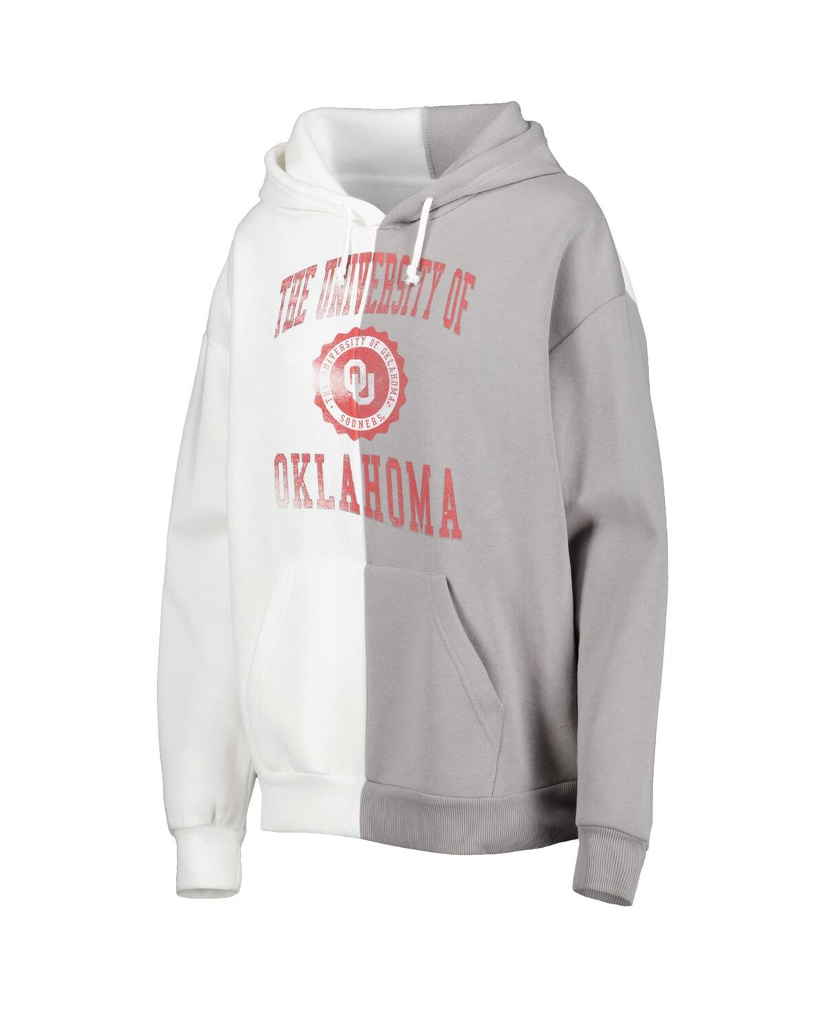 Shop Gameday Couture Women's  Gray And White Oklahoma Sooners Split Pullover Hoodie In Gray,white