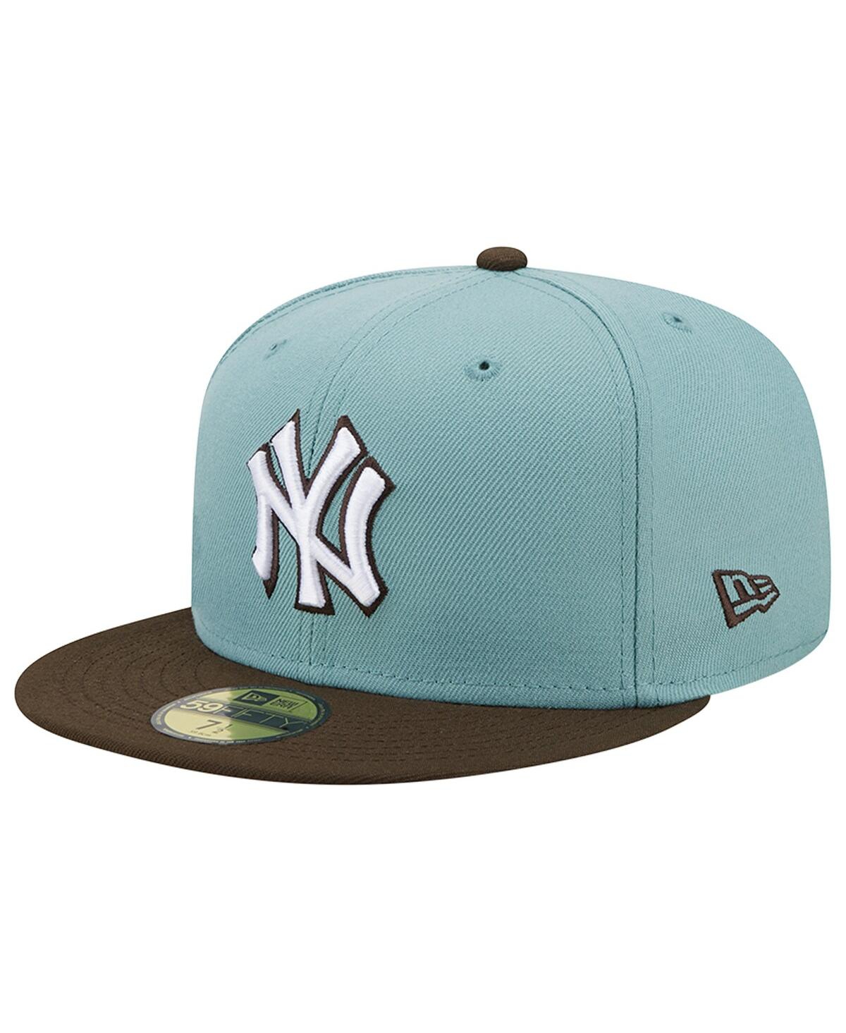 NEW ERA MEN'S NEW ERA LIGHT BLUE AND BROWN NEW YORK YANKEES 1999 WORLD SERIES BEACH KISS 59FIFTY FITTED HAT 
