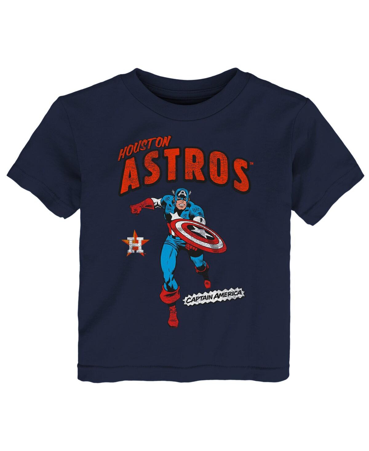 Outerstuff Babies' Toddler Boys And Girls Navy Houston Astros Team Captain America Marvel T-shirt
