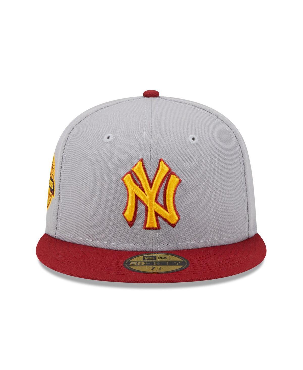 Shop New Era Men's  Gray, Red New York Yankees World Series Champions Navy Undervisor 59fifty Fitted Hat In Gray,red