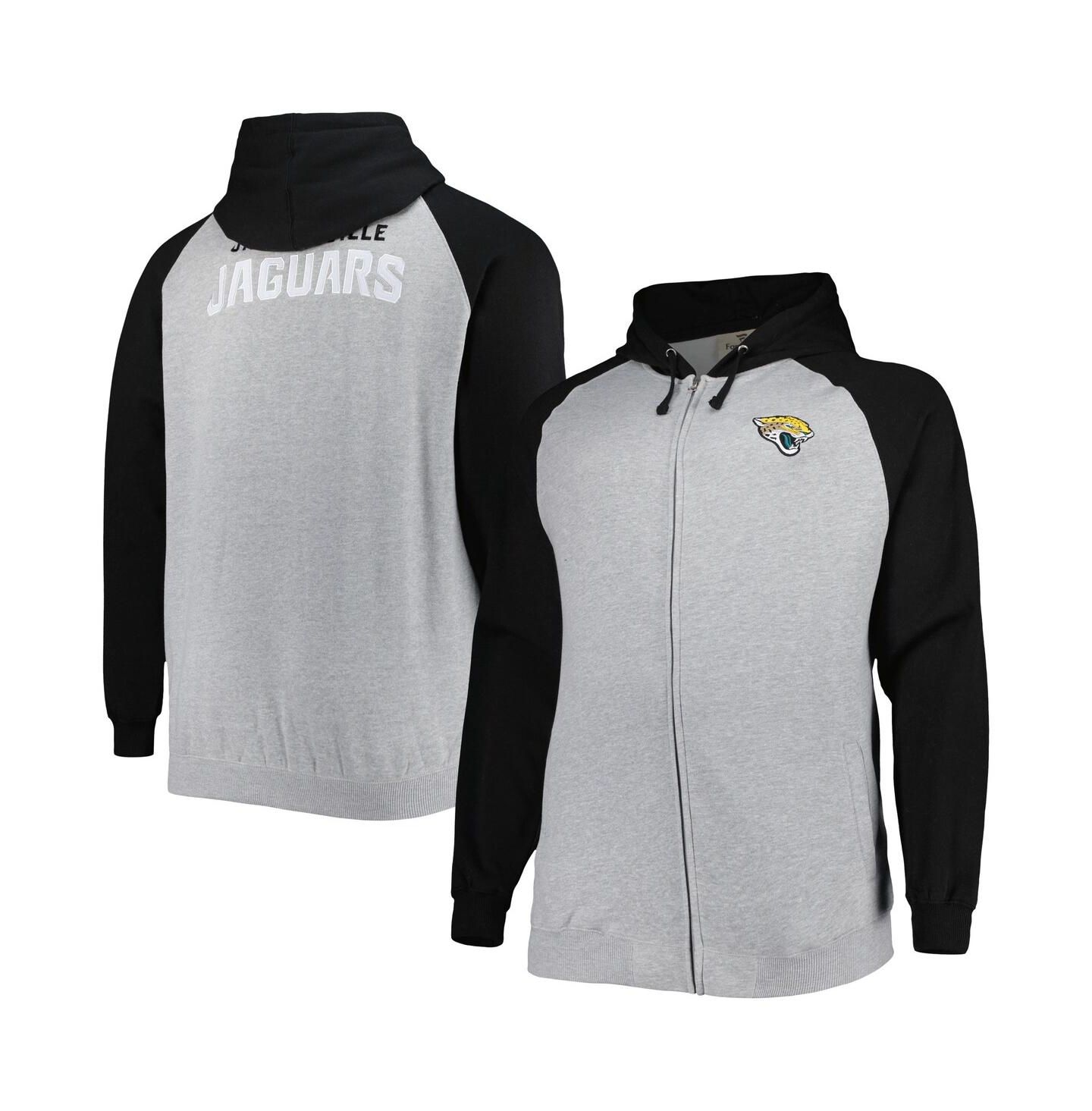 Мужская куртка Profile Heather Gray Jacksonville Jaguars Big and Tall Fleece Raglan Full-Zip Hoodie Jacket — фото 1