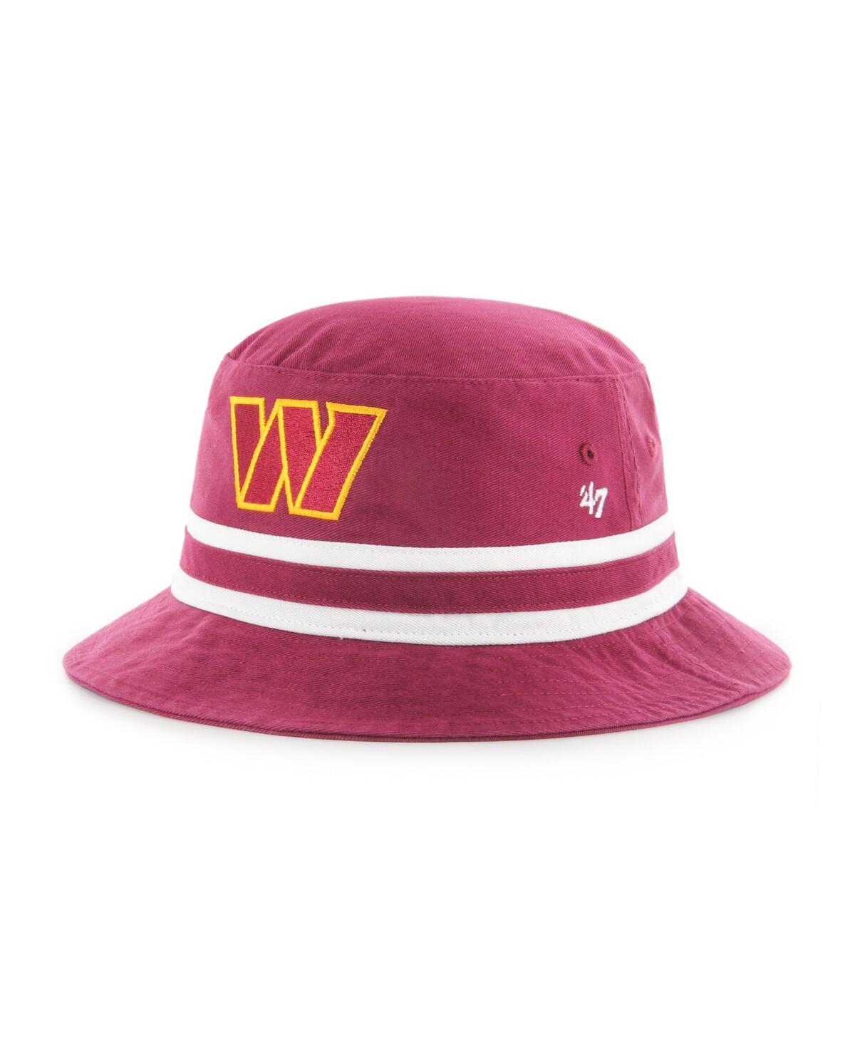 Shop 47 Brand Men's ' Burgundy Washington Commanders Striped Bucket Hat