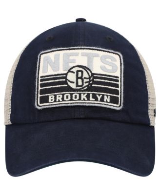 Men's Black, Natural Brooklyn Nets Four Stroke Clean Up Snapback Hat