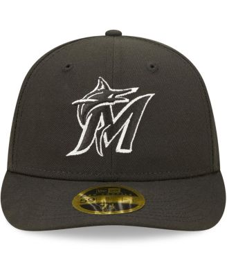Men's Miami Marlins Black and White Low Profile 59FIFTY Fitted Hat