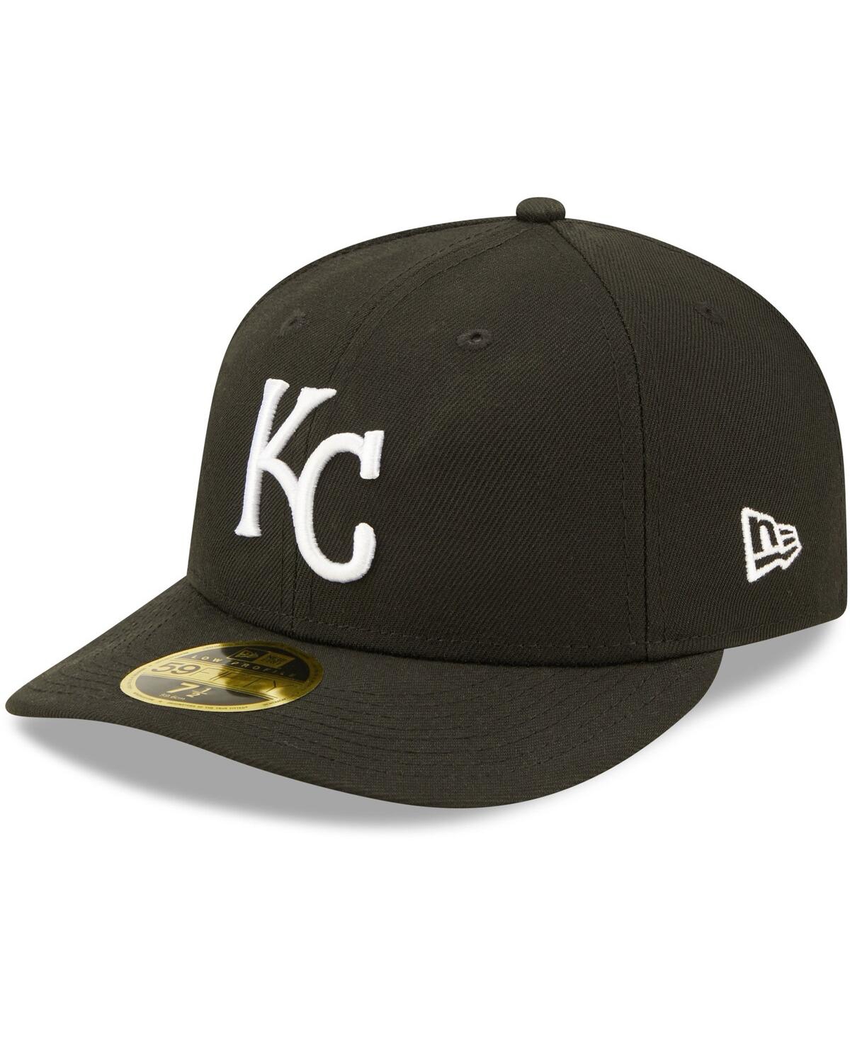 NEW ERA MEN'S NEW ERA KANSAS CITY ROYALS BLACK AND WHITE LOW PROFILE 59FIFTY FITTED HAT 