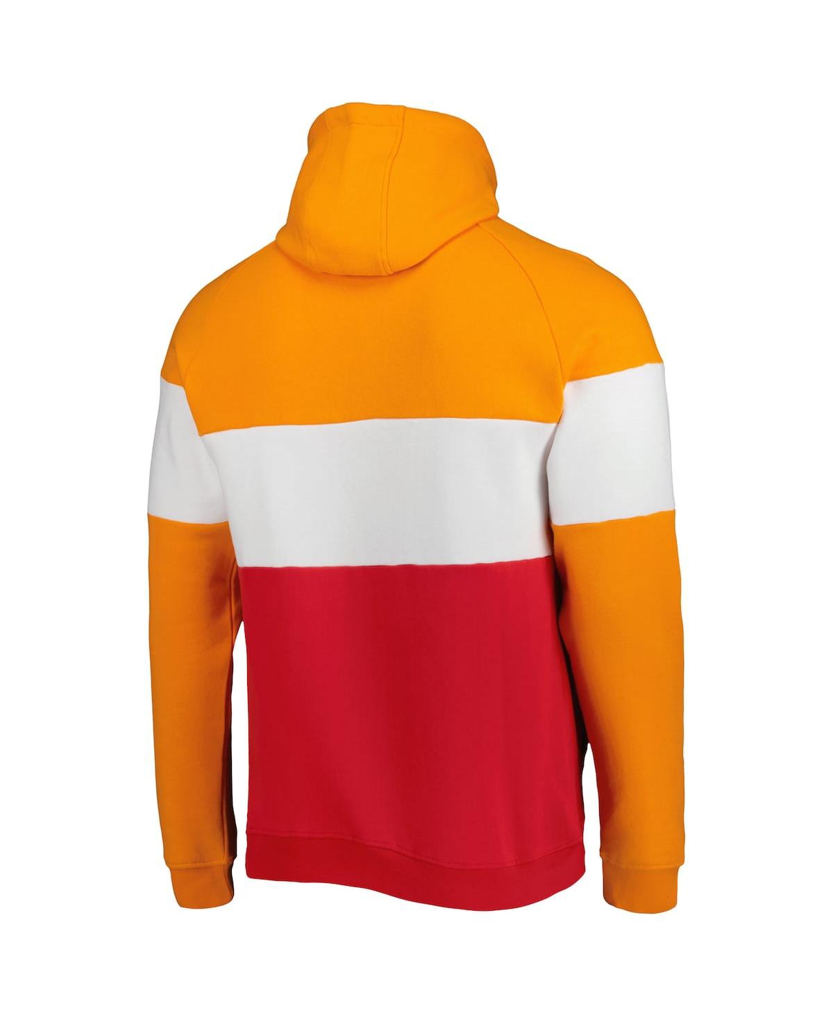 Shop New Era Men's  Red And Orange Tampa Bay Buccaneers Colorblock Throwback Pullover Hoodie In Red,orange