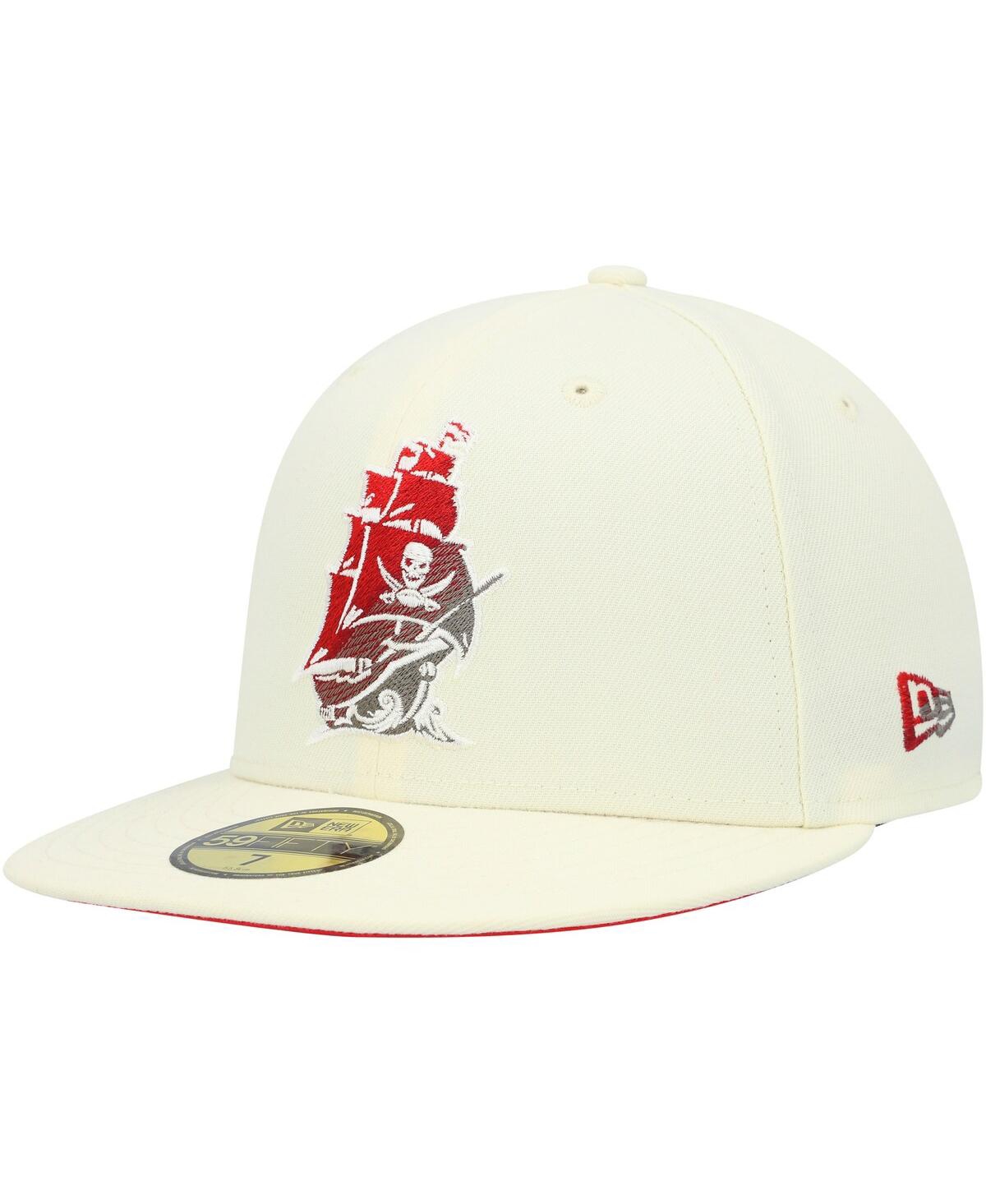 Shop New Era Men's  Cream Tampa Bay Buccaneers Chrome Color Dim 59fifty Fitted Hat