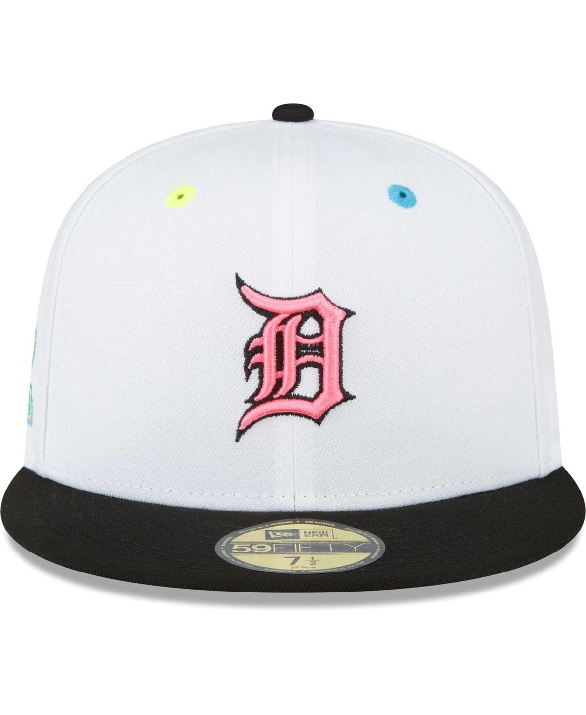 Shop New Era Men's  White Detroit Tigers Neon Eye 59fifty Fitted Hat