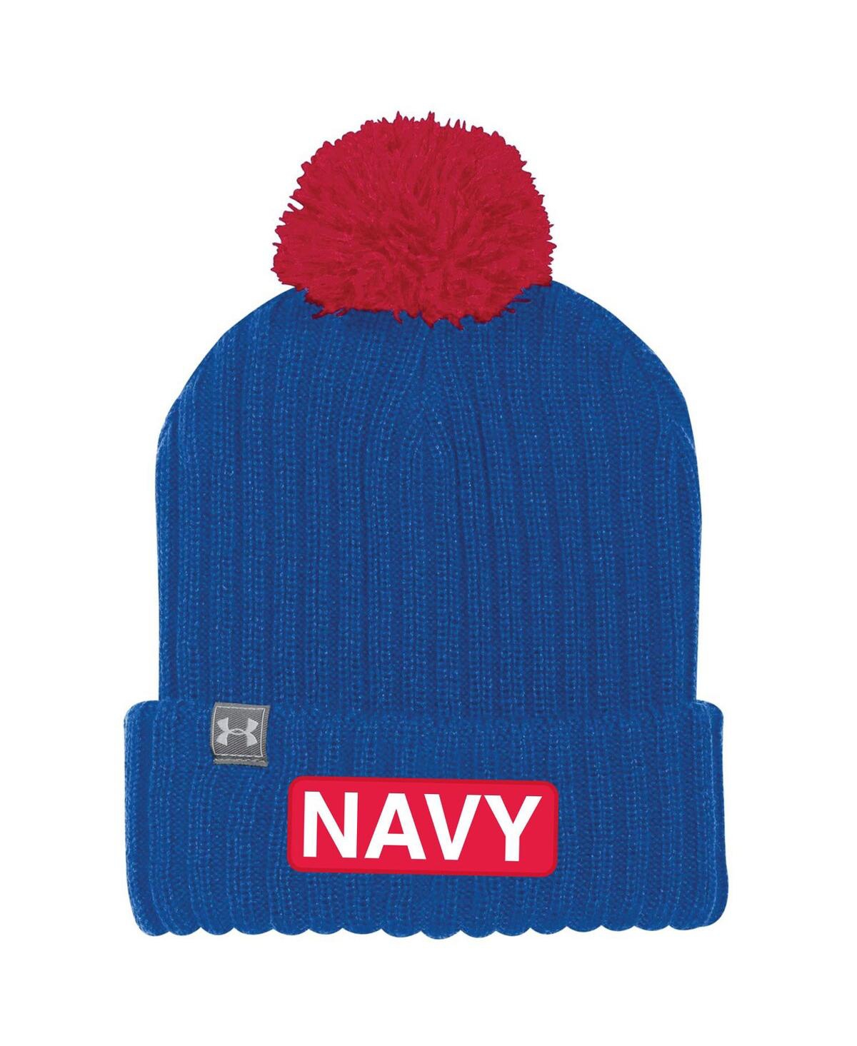 Shop Under Armour Men's  Royal Navy Midshipmen 2022 Special Games Nasa Cuffed Knit Hat With Pom