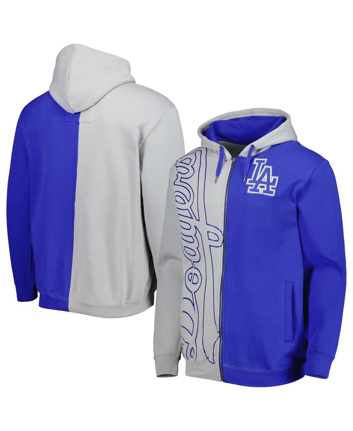 Mitchell & Ness Men's  Royal And White Los Angeles Dodgers Fleece Full-zip Hoodie In Royal,white