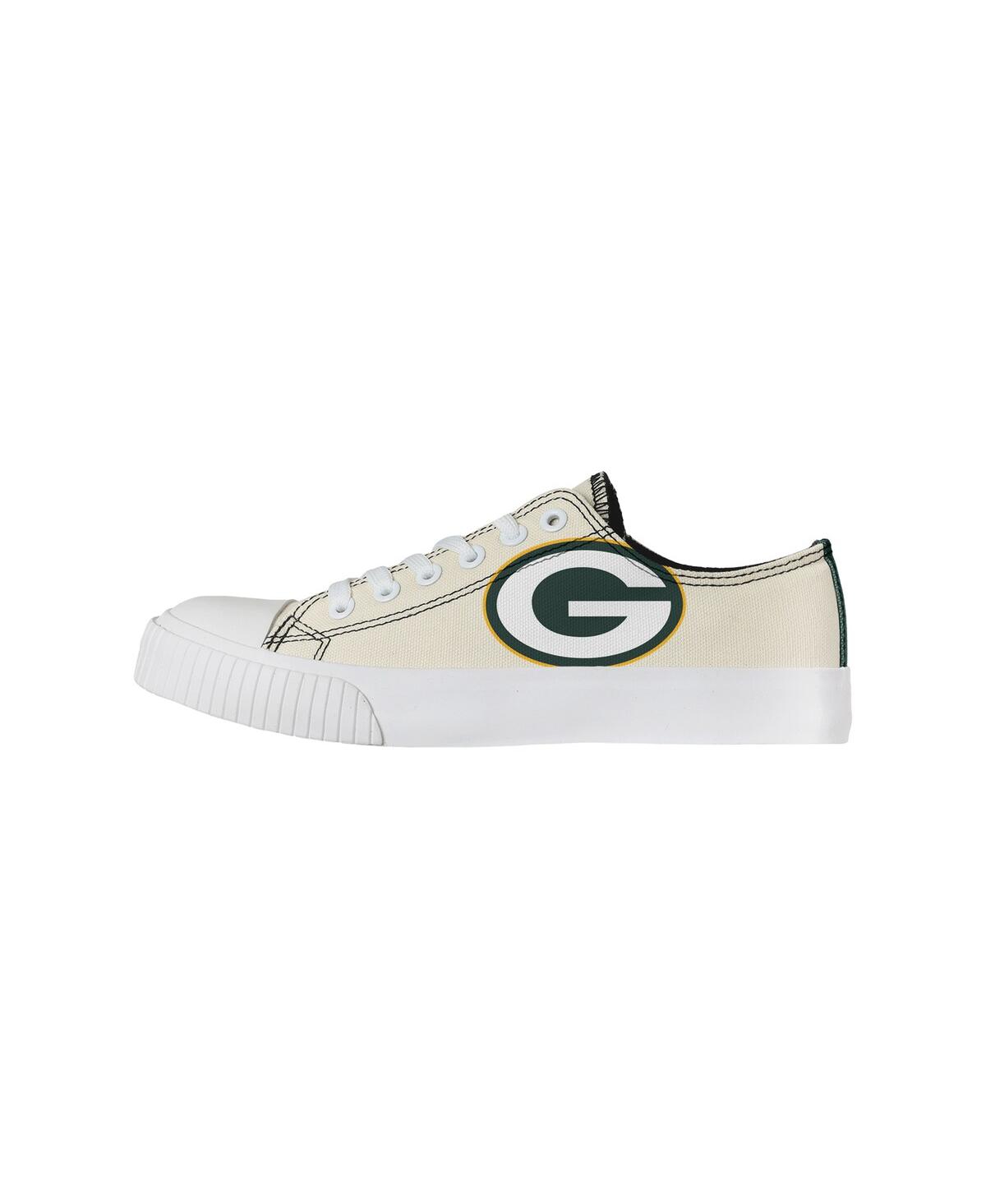 Women's Foco Cream Green Bay Packers Low Top Canvas Shoes - Cream