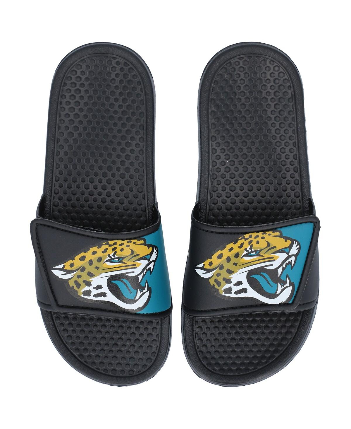 Shop Foco Youth Boys And Girls  Jacksonville Jaguars Colorblock Big Logo Legacy Slide Sandals In Black