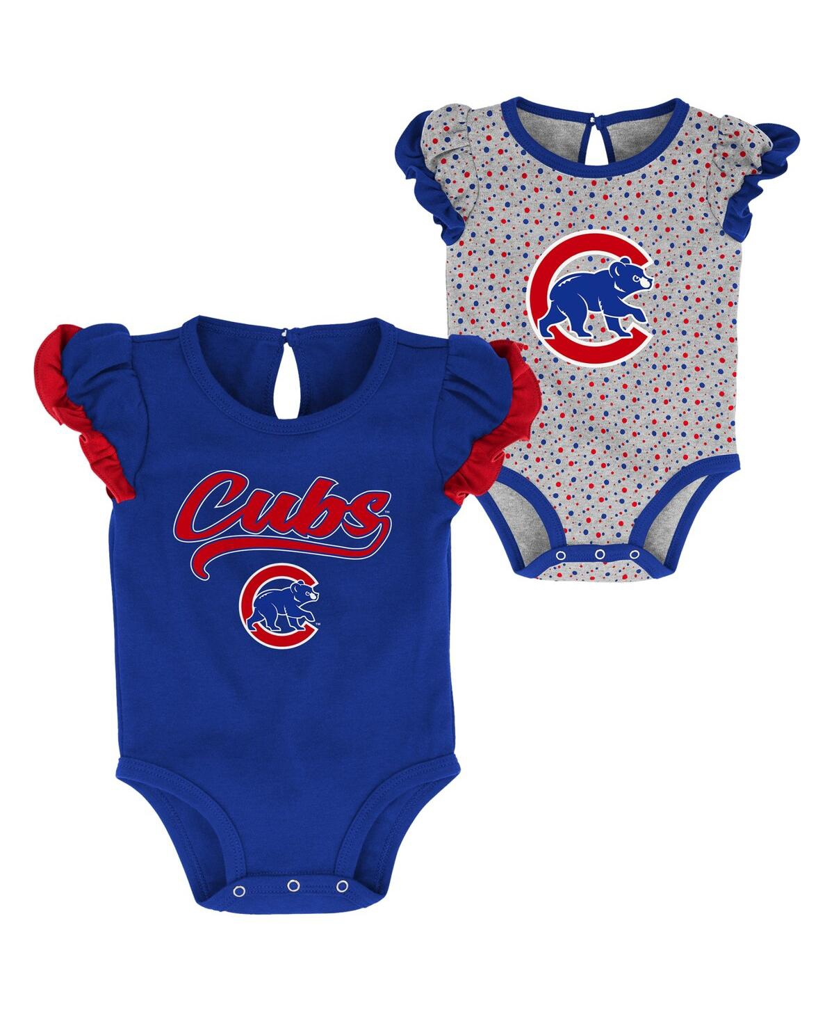 Outerstuff Newborn And Infant Boys And Girls Royal And Heathered Gray Chicago Cubs Scream And Shout Two-pack Bo In Royal,heathered Gray